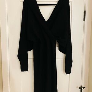 Boohoo Elegant Black Long Sleeve Midi Dress